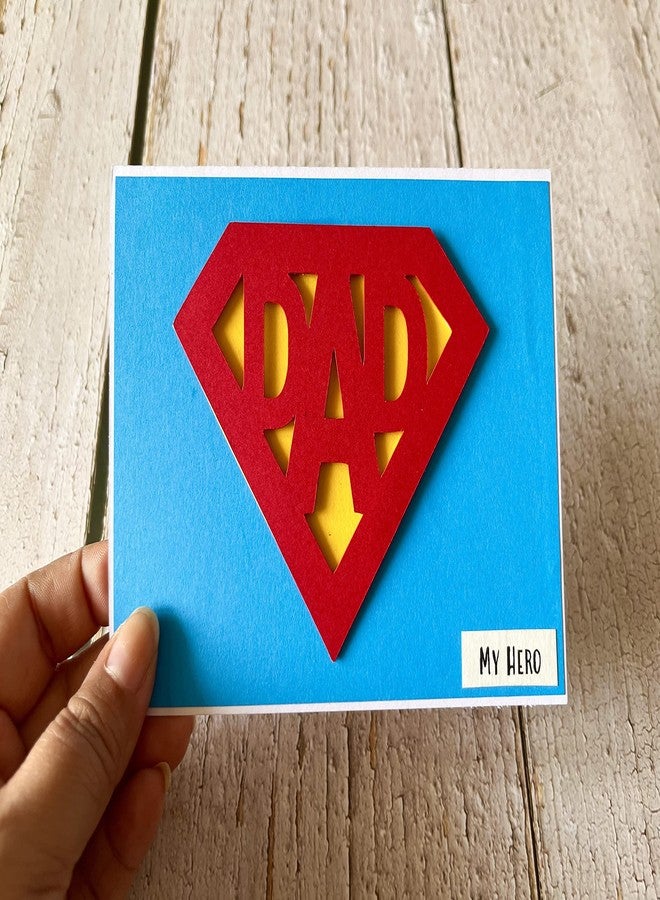Crafted Forever my dad superhero handmade greeting card with dimensional cutout, inside blank, 4x6, with matching envelope - Image 2
